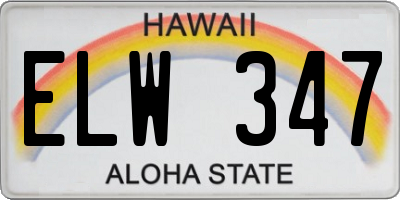 HI license plate ELW347