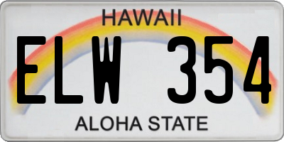 HI license plate ELW354