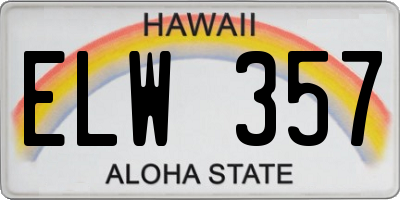 HI license plate ELW357