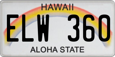 HI license plate ELW360
