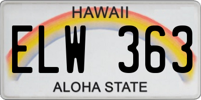 HI license plate ELW363