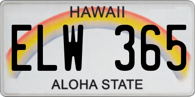 HI license plate ELW365