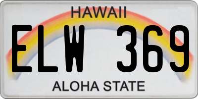 HI license plate ELW369