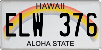 HI license plate ELW376