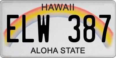 HI license plate ELW387