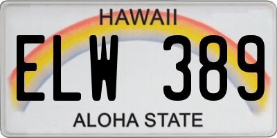 HI license plate ELW389