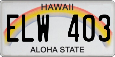 HI license plate ELW403