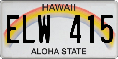 HI license plate ELW415