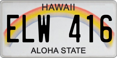 HI license plate ELW416
