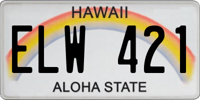HI license plate ELW421