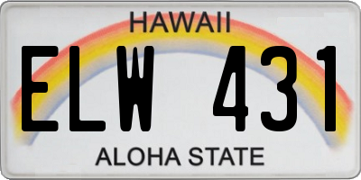 HI license plate ELW431