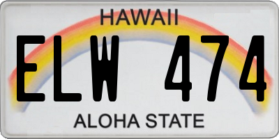 HI license plate ELW474