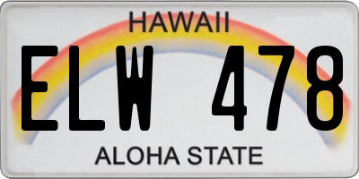 HI license plate ELW478