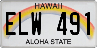 HI license plate ELW491