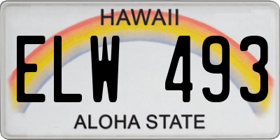 HI license plate ELW493