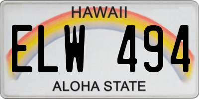 HI license plate ELW494