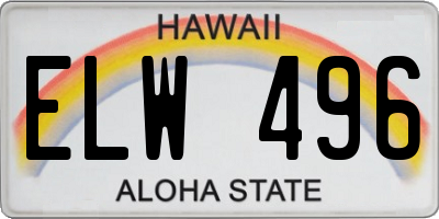 HI license plate ELW496