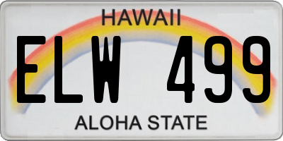 HI license plate ELW499