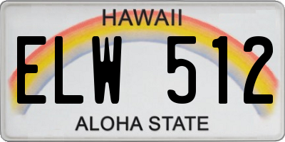 HI license plate ELW512