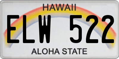 HI license plate ELW522