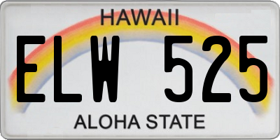 HI license plate ELW525