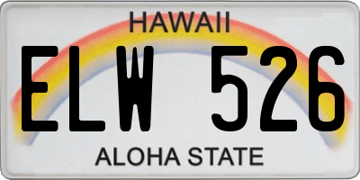 HI license plate ELW526