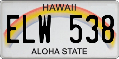 HI license plate ELW538