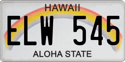 HI license plate ELW545