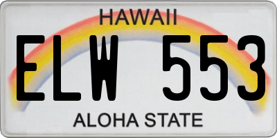 HI license plate ELW553