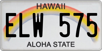 HI license plate ELW575