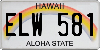 HI license plate ELW581