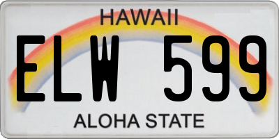 HI license plate ELW599