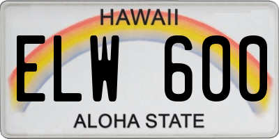 HI license plate ELW600