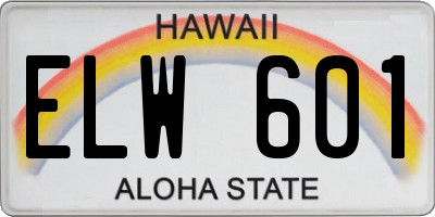 HI license plate ELW601
