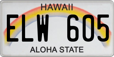 HI license plate ELW605