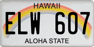 HI license plate ELW607