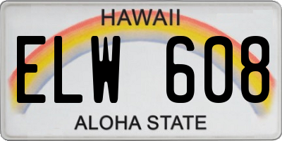 HI license plate ELW608