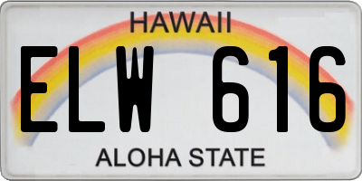 HI license plate ELW616