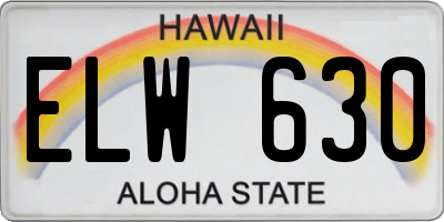 HI license plate ELW630