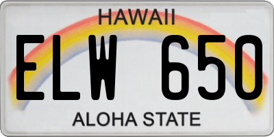HI license plate ELW650