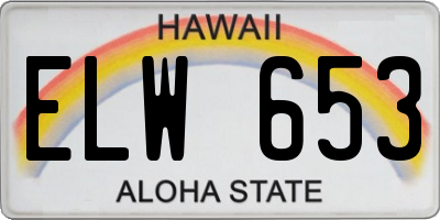 HI license plate ELW653