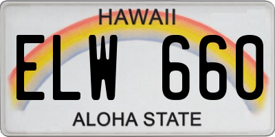 HI license plate ELW660