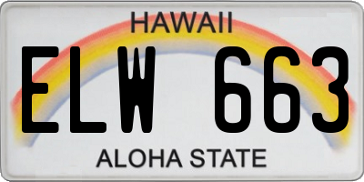 HI license plate ELW663