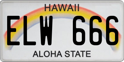 HI license plate ELW666