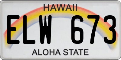 HI license plate ELW673