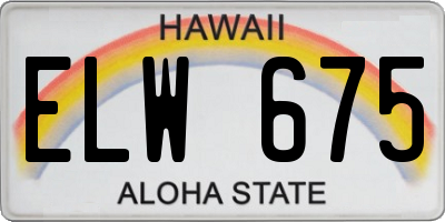 HI license plate ELW675