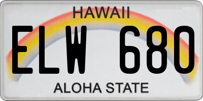 HI license plate ELW680