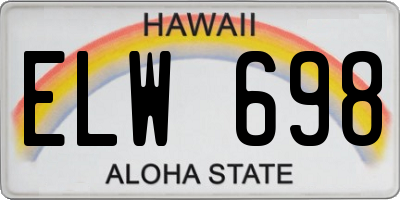 HI license plate ELW698