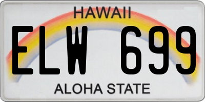HI license plate ELW699
