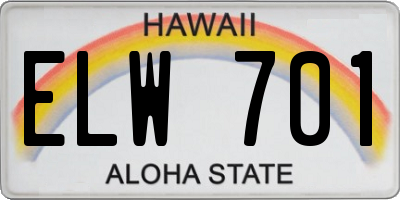 HI license plate ELW701
